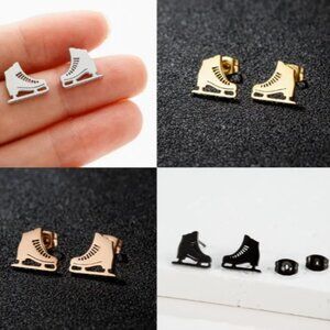 Ice Skate Stainless Steel Stud Earrings